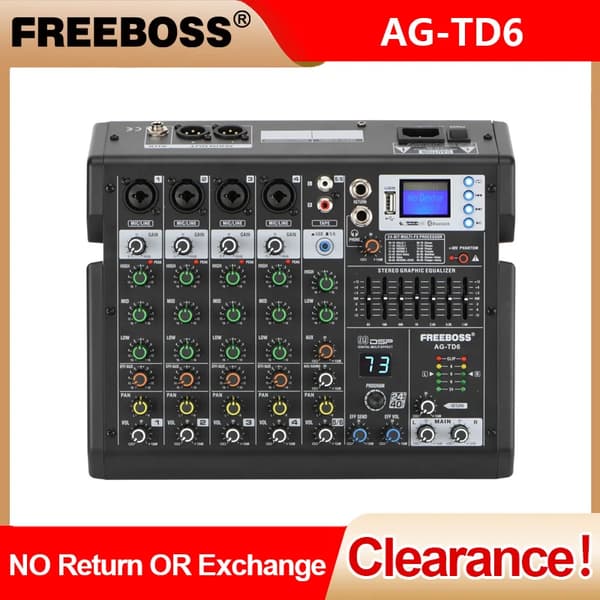 Ljudmixer, 6 kanaler, Bluetooth-anslutning,6 kanal (AG-TD6)