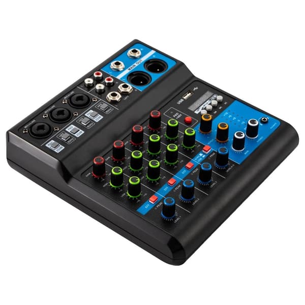 Mini Audio DJ Mixer, 5 Kanaler, Bluetooth Stöd, USB Uppspelning,svart