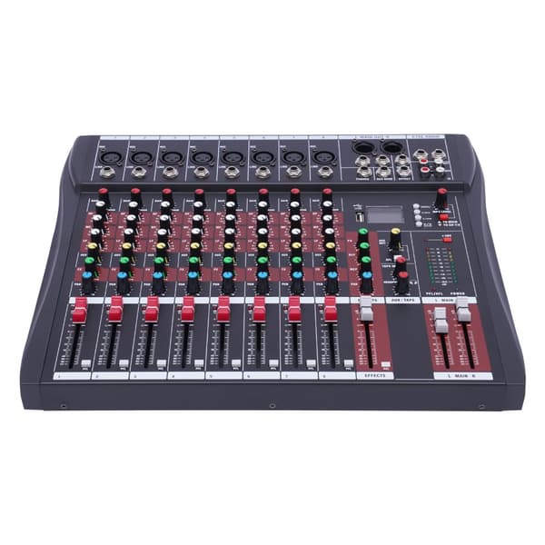 48V Professionell Mixer, 8-Kanals Ljudsystem, Bluetooth-anslutning,svart