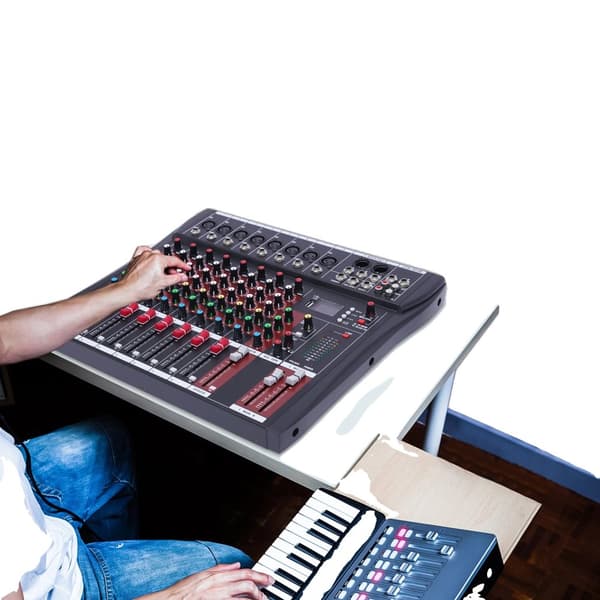 48V Professionell Mixer, 8-Kanals Ljudsystem, Bluetooth-anslutning,svart
