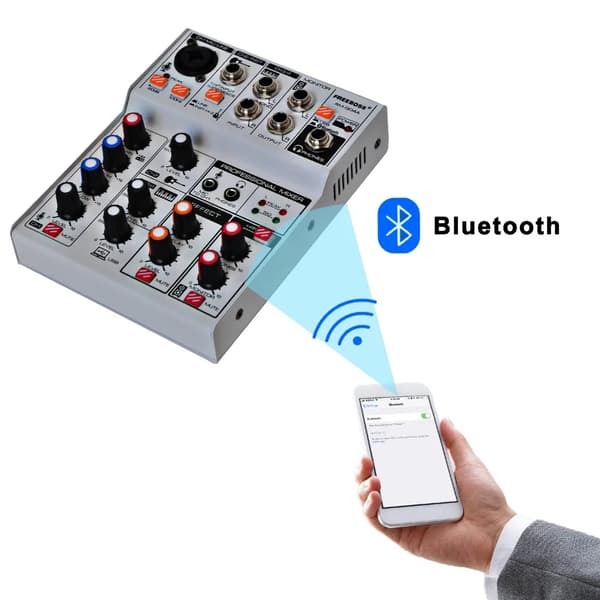 Ljudmixer, 4 kanaler, Bluetooth-funktion, fördröjningseffekt,EU KONTAKT