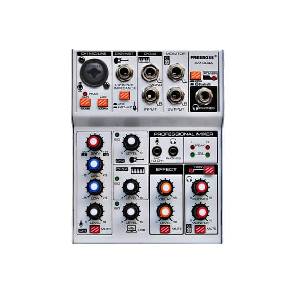 Ljudmixer, 4 kanaler, Bluetooth-funktion, fördröjningseffekt,EU KONTAKT