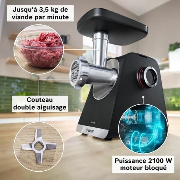 Kødhakker BOSCH Serie 6 MFWS660B Sort Metal Rustfrit stål Plastik 500 W