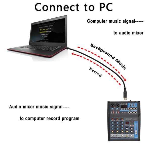 DJ-ljudmixer, 4 kanaler, Bluetooth-anslutning, EU-kontakt
