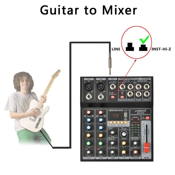 Bärbar Bluetooth-ljudmixer, 5-kanals kapacitet, inbyggd MP3-spelare,EU-kontakt