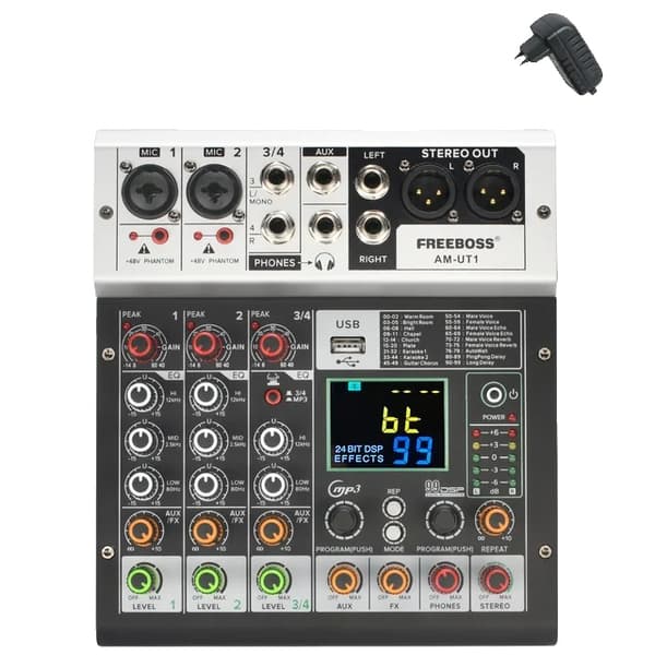 Blandingspult, 99 DSP-effekt, Bluetooth-lyd audio mixer, EU STIK