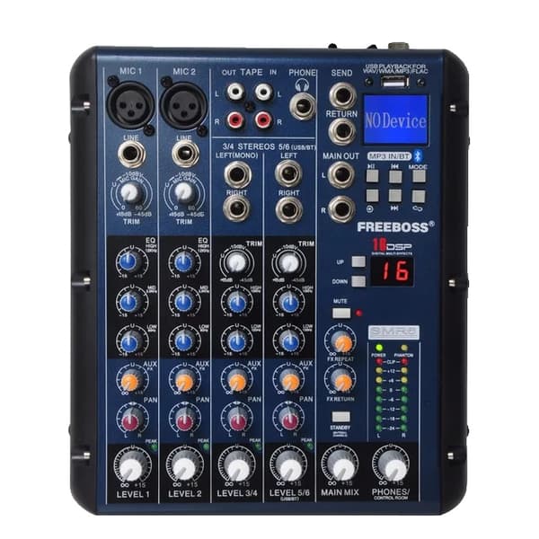 Ljudmixer, 6-kanalsmixning, Bluetooth-anslutning, EU-kontakt
