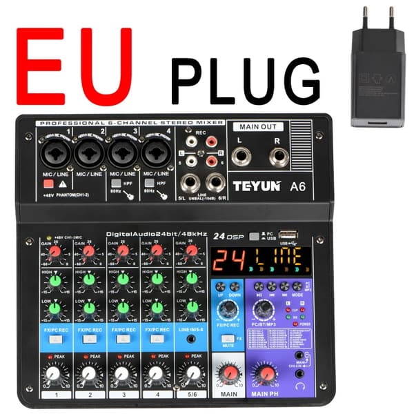 Ljudmixerbord, 6 kanaler, Bluetooth-anslutning, A6-EU