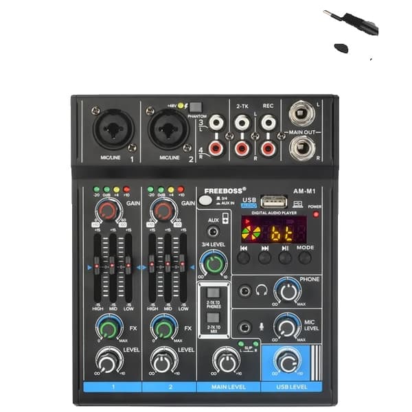 Mixerbord, 48V fantommatning, Bluetooth-anslutning, EU-kontakt