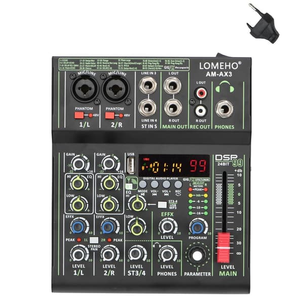 Ljudmixer, 4 kanaler, USB Spela och Spela in,JAG PLUGGAR