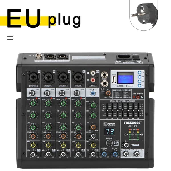Ljudmixer, 7-band EQ, Bluetooth-anslutning, EU-kontakt