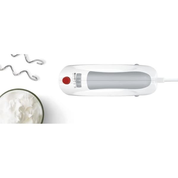 BOSCH CleverMixx MFQ3530 mixer - 450 W - 5 hastigheder - 2 piskeris / 2 dejkroge i rustfrit stål - Hvid / Grå
