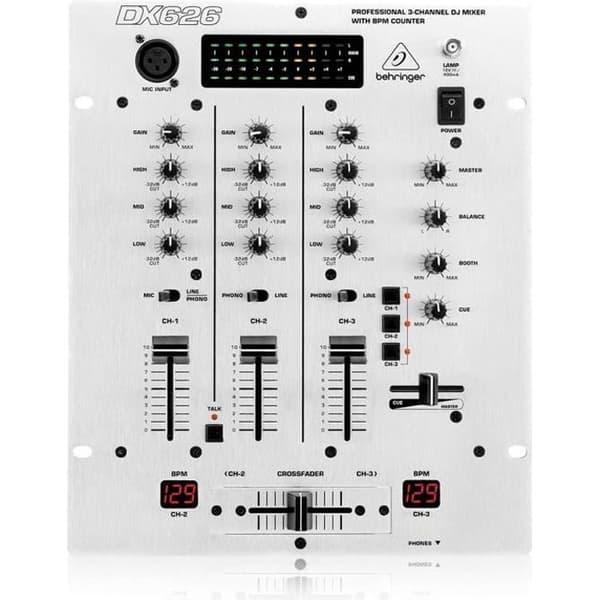 Behringer PRO MIXER DX626 3-kanals PFL Crossfader Mixer