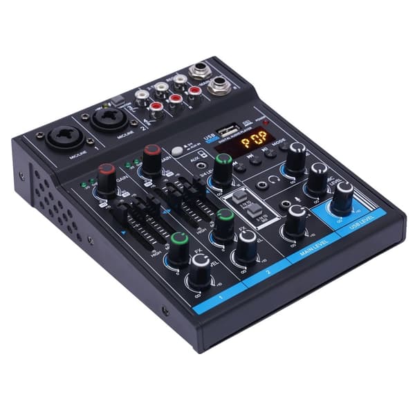 4-kanavainen stereo-miksauspöytä, USB-yhteys, Bluetooth-toiminto, kompakti muotoilu,musta