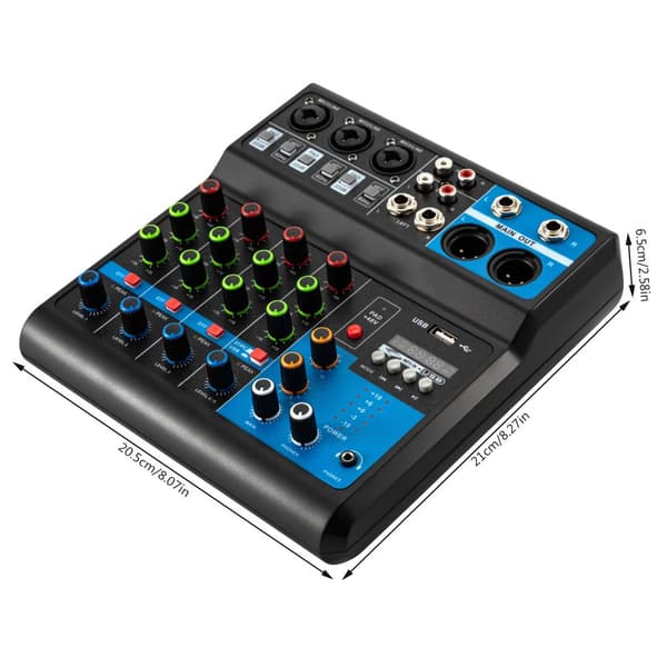 Mini Audio DJ Mixer, 5 Kanaler, Bluetooth og USB-forbindelse, Højfølsomme kontroller,MULTI