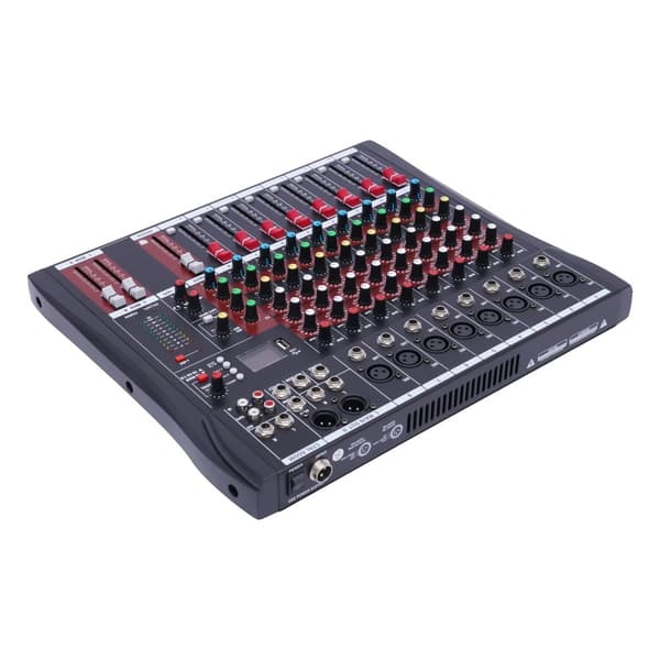 Audio Mixer, 8 Kanaler, Bluetooth-forbindelse, Realtidsmonitorering,sort