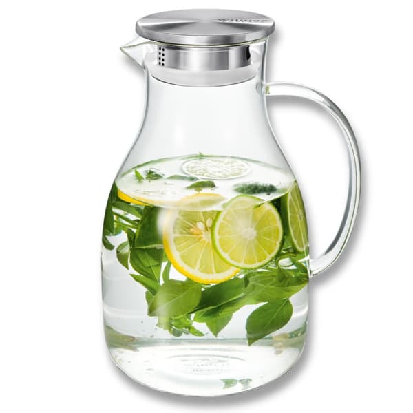 Borosilikatglaskanna med metalllock Wilmax Stor 2,5 L