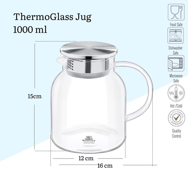 Glaskanna för juice och lemonad Vattenkanna med lock WILMAX 1000 ml