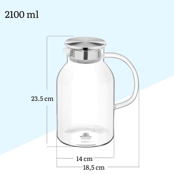 Karaff för vatten, juice, lemonad med metalllock Wilmax 2100 ml