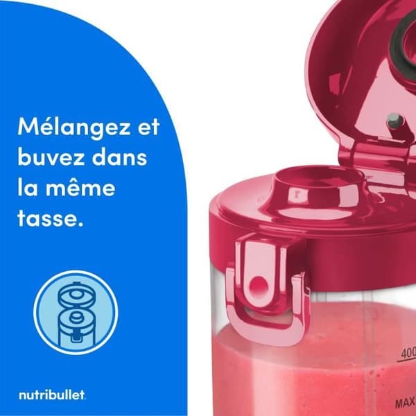 Bärbar mixer - NutriBullet - NBP003MA - 70W - 0,475L - Magenta - 1 flaska ingår