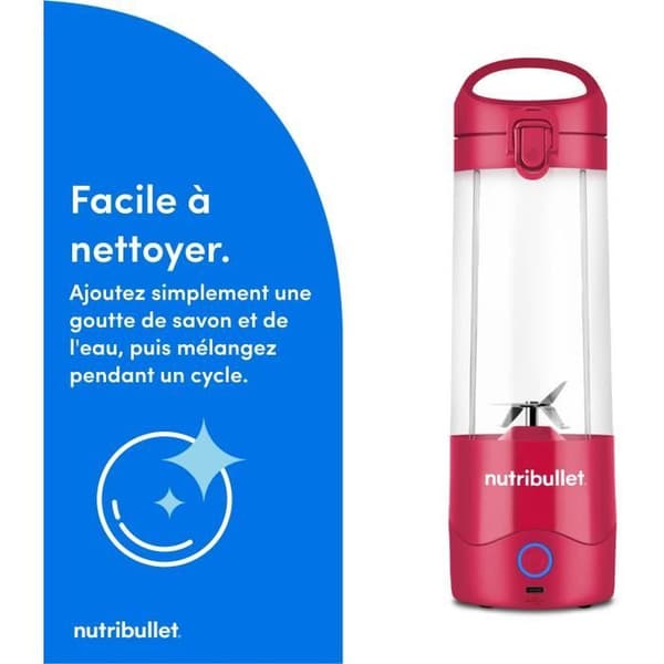 Bärbar mixer - NutriBullet - NBP003MA - 70W - 0,475L - Magenta - 1 flaska ingår