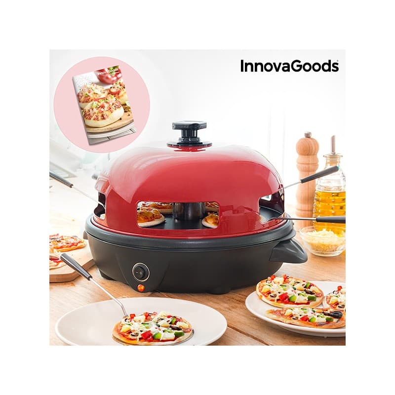 InnovaGoods 700W Red Black Presto! Mini Pizza Ugn med Recept Boken