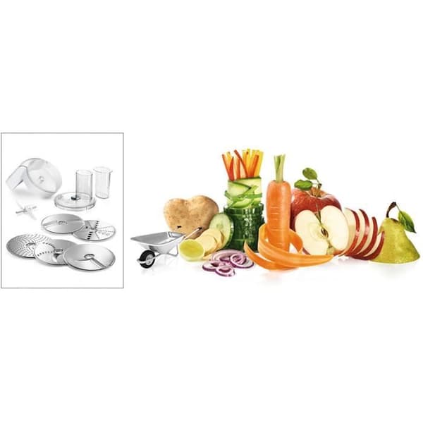 Tilbehør til BOSCH MUM5 køkkenmaskine - VeggieLove sæt: 1 tilbehør rivejern/skærer - 5 skiver