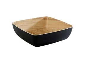 Skål Frida 2,65 ltr 25x25x7,5 cm Melamin Svart/träd look, 6 st/pk