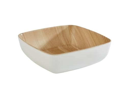 Skål Frida 0,85 ltr 16,5x16,5x5,5 cm Melamin Vit/Träd look,6 st/pk