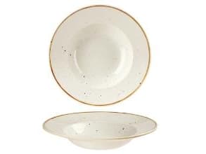 Skål Stonecast 28.4 cl Ø24x3.7 cm Bred fane Porcelæn Vanilje,12 stk/krt