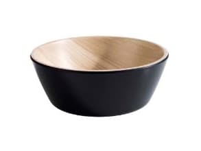 Skål Frida 0,25 ltr Ø12,5x4,5 cm Melamin Svart/Träd-look,1 st