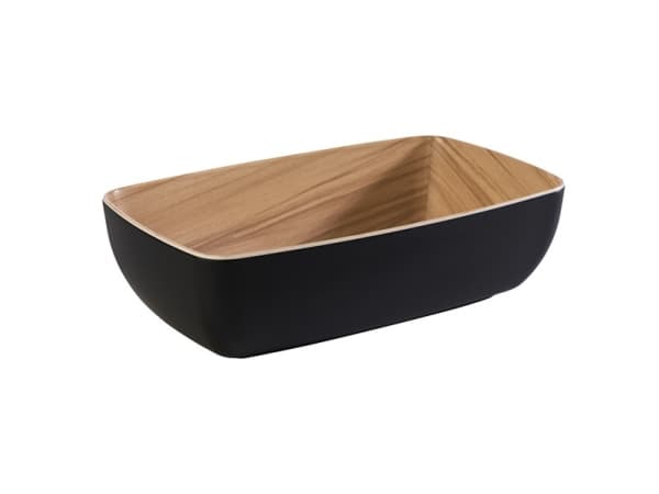 Skål Frida 1.8 ltr 26.5x16.2x7.5 cm Melamin Sort/Trælook,stk