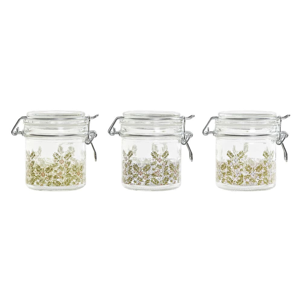 Burk DKD Home Decor Glas Järn Virágok Shabby Chic (9 x 11 x 9.3 cm) (3 pcs) (220 ml)