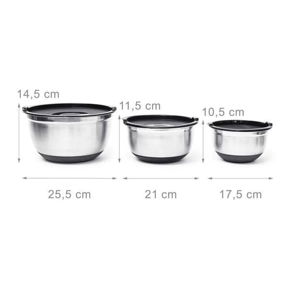 Blandskålar - Relaxdays - BOWLY - Rostfritt stål - Anti-halk lock - Set om 3
