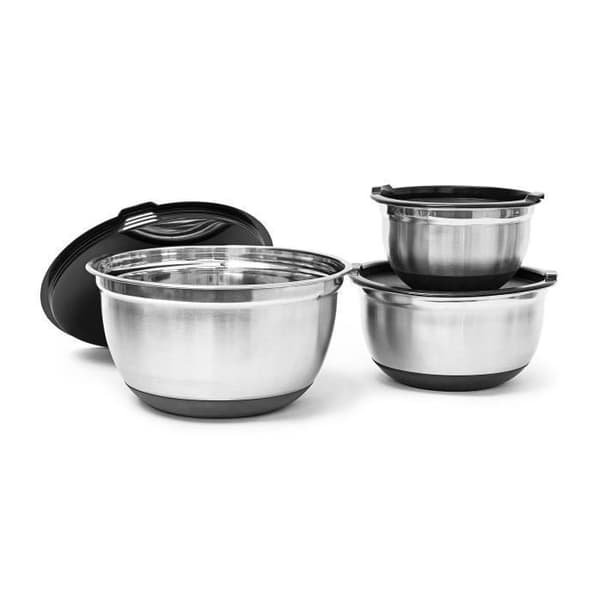 Blandskålar - Relaxdays - BOWLY - Rostfritt stål - Anti-halk lock - Set om 3