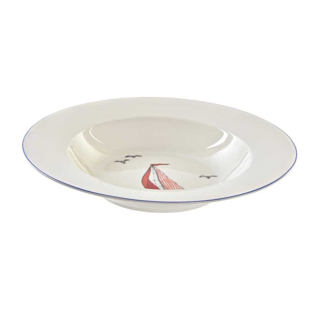 Djup tallrik DKD Home Decor Segelbåtar Porslin (21,5 x 21,5 x 3,5 cm) (2 antal)