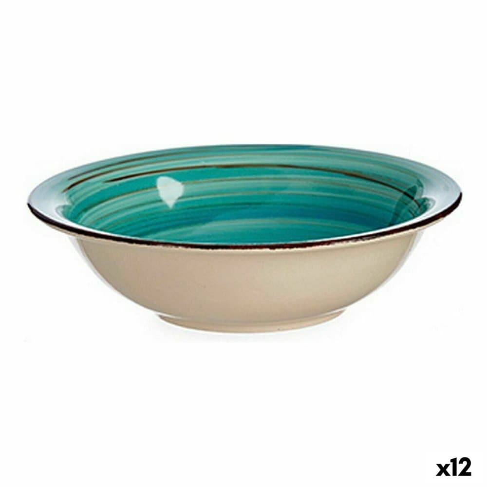 Djup tallrik Turkos Stengods 12 antal (21 x 5,5 x 21 cm)