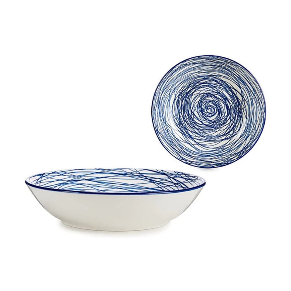 Djup tallrik Ränder Porslin Blå Vit (20 x 4,7 x 20 cm)