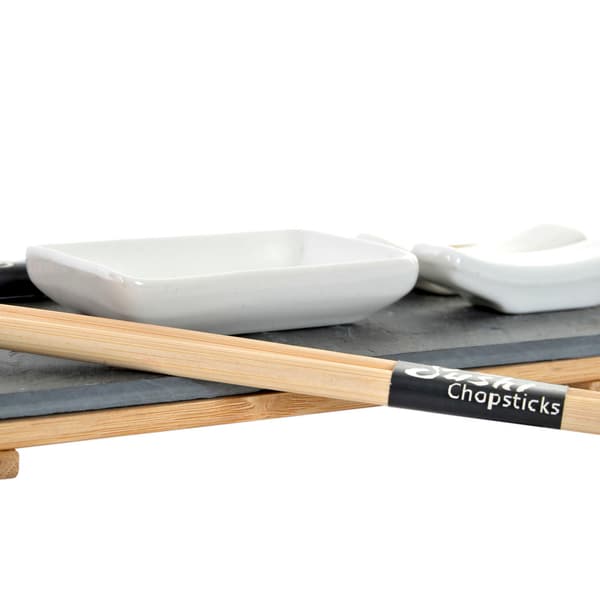 Sushiset DKD Home Decor Brun Svart Naturell Bambu Skiffer 30 x 10 x 3,5 cm (9 Delar) (30 x 10 x 3,5 cm)