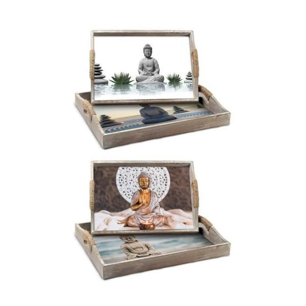 Uppsättning med Brickor DKD Home Decor 40 x 30 x 6 cm Trä MDF (2 antal)