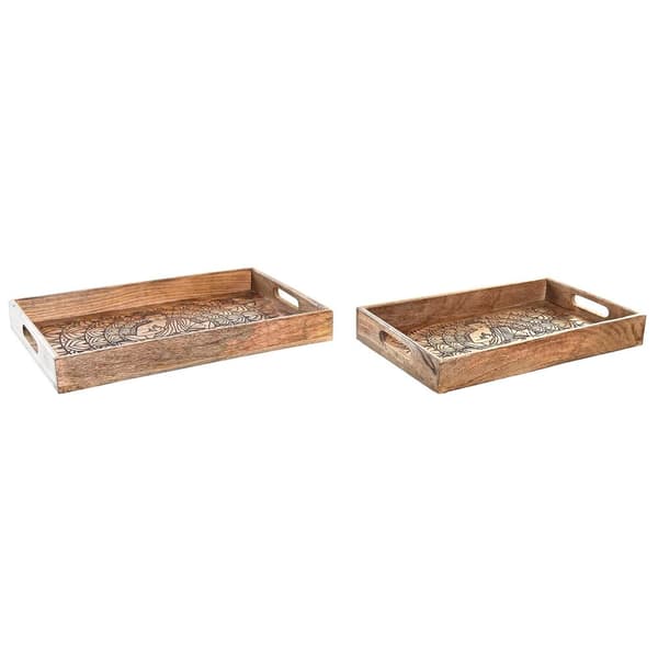 Tarjotinsetti DKD Home Decor 2 osaa Ruskea Tummanruskea Mangopuu (2 osaa)