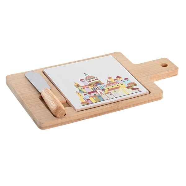 Alkuruokasetti DKD Home Decor 21,5 x 11,8 x 1,5 cm Luonnollinen Punainen Monivärinen Kivitavara Talo Cottage