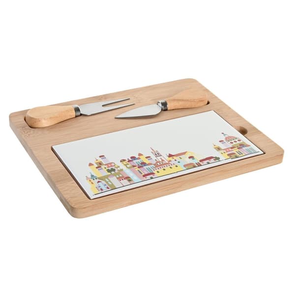 Alkuruokasetti DKD Home Decor 24,5 x 20 x 1,2 cm Punainen Valkoinen Monivärinen Kivitavara Cottage Talot