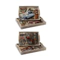 Miniatyrbillede 1 af 4: Bakkesæt DKD Home Decor Multifarvet Træ MDF 40 x 30 x 6 cm (2 enheder)