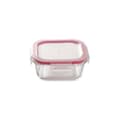 Miniatyrbilde 4 av 7: Sett med matbokser Bergner Walking Anywhere Borosilikatglass cuadradas Kvadrat 320 ml 520 ml 800 Sider Rød