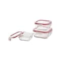 Miniatyrbilde 1 av 7: Sett med matbokser Bergner Walking Anywhere Borosilikatglass cuadradas Kvadrat 320 ml 520 ml 800 Sider Rød
