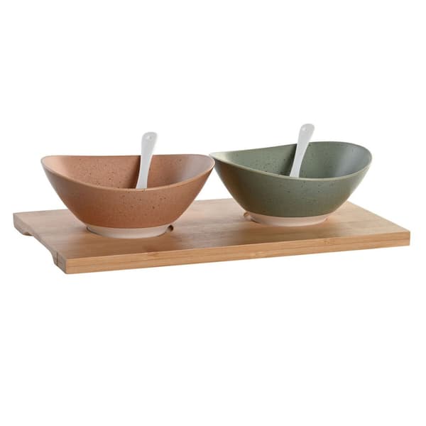 Alkuruokasetti DKD Home Decor 29 x 15,5 x 1,5 cm Posliini Monivärinen Bambu Skandinaavinen