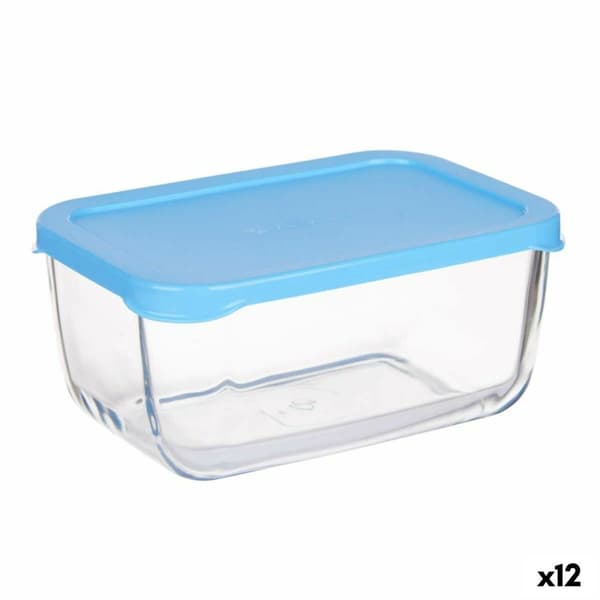 Madkasse Pasabahce SNOW BOX Blå Gennemsigtig Glas Polyetylen 790 ml 16,3 x 7,4 x 11,4 cm (12 enheder)