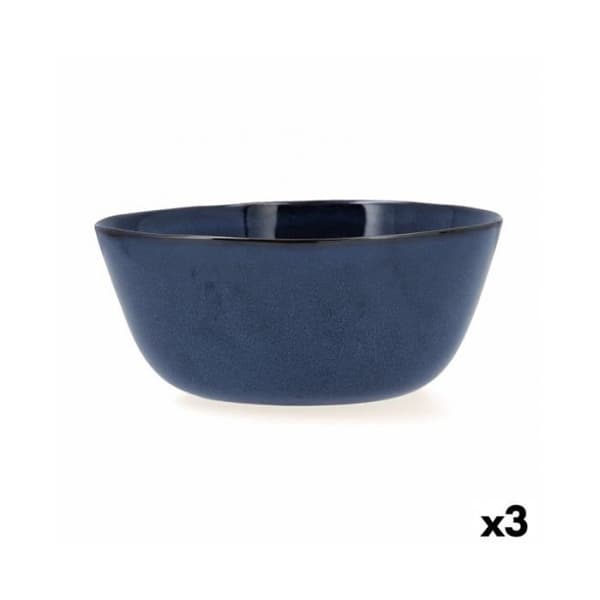 Saladskål - Bidasoa - Ikonic - Keramik - Blå - Pack med 3 enheter - 20x19,5x8,5 cm