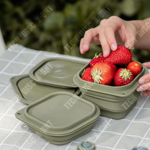 TD® Hopfällbar skål Camping Vandring Bärbar servis Picknickcamping med mjuk silikongrön accesso